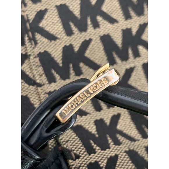 Michael Kors Evie Monogram Canvas & Leather Small Backpack Black/Brown Used - Picture 12 of 16